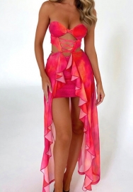 (Real Image)2023 Styles Women Sexy&Fashion Spring&Summer TikTok&Instagram Styles Rose Lace Up Irregular Maxi Dress