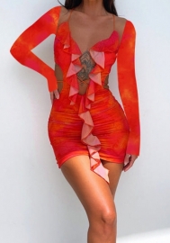 (Colorful)2023 Styles Women Sexy&Fashion Spring&Summer TikTok&Instagram Styles Ruffle Lace Up Mini Dress