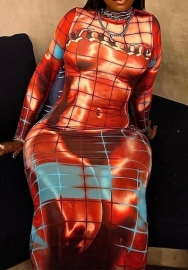 (Real Image)2023 Styles Women Sexy&Fashion Spring&Summer TikTok&Instagram Styles Print Long Sleeve Maxi Dress