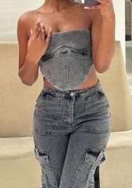 (Real Image)2023 Styles Women Sexy&Fashion Spring&Summer TikTok&Instagram Styles Tube Jeans Tops