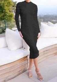 (Black)2023 Styles Women Sexy&Fashion Spring&Summer TikTok&Instagram Styles Round Neck Long Sleeve Maxi Dress