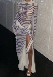 (Real Image)2023 Styles Women Sexy&Fashion Spring&Summer TikTok&Instagram Styles Print Long Sleeve Maxi Dress