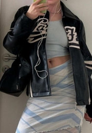 (Real Image)2023 Styles Women Sexy&Fashion Spring&Summer TikTok&Instagram Styles Black PU Front Zipper Coat