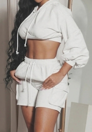 (White)2023 Styles Women Sexy&Fashion Spring&Summer TikTok&Instagram Styles Hoodie Short Two Piece Suit