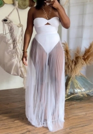 (Real Image)2023 Styles Women Sexy&Fashion Autumn/Winter TikTok&Instagram Styles Tube Mesh Maxi Dress