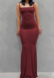 (Red)2023 Styles Women Sexy&Fashion Autumn/Winter TikTok&Instagram Styles Solid Color Maxi Dress