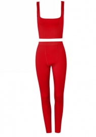 (Red)2023 Styles Women Sexy&Fashion Autumn/Winter TikTok&Instagram Styles Solid Color Two Piece Suit