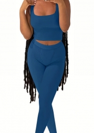 (Blue)2023 Styles Women Sexy&Fashion Autumn/Winter TikTok&Instagram Styles Solid Color Two Piece Suit