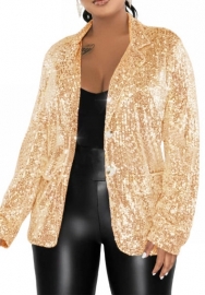 (Golden)2023 Styles Women Sexy&Fashion Autumn/Winter TikTok&Instagram Styles Sequins Open Coat
