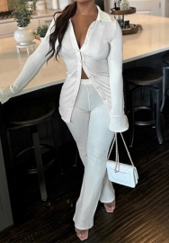 (White)2023 Styles Women Sexy&Fashion Autumn/Winter TikTok&Instagram Styles Front Button Two Piece Suit