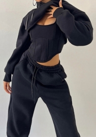 (Black)2023 Styles Women Sexy&Fashion Autumn/Winter TikTok&Instagram Styles Hoodie Three Piece Suit