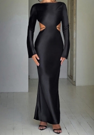 (Real Image)2023 Styles Women Sexy&Fashion Autumn/Winter TikTok&Instagram Styles Cut Out Long Sleeve Maxi Dress