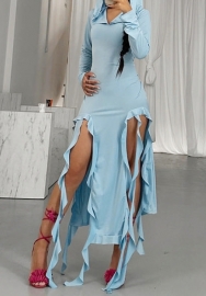 (Blue)2023 Styles Women Sexy&Fashion Autumn/Winter TikTok&Instagram Styles Hoodie Tassel Maxi Dress