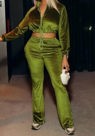 (Green)2023 Styles Women Sexy&Fashion Autumn/Winter TikTok&Instagram Styles Velvet Two Piece Suit