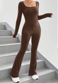 (Brown)2023 Styles Women Sexy&Fashion Autumn/Winter TikTok&Instagram Styles Gray Long Sleeve Jumpsuit