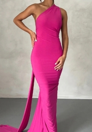 (Rose)2024 Styles Women Sexy&Fashion Sprint/Summer TikTok&Instagram Styles Single Shoulder Backless Maxi Dress