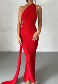 (Red)2024 Styles Women Sexy&Fashion Sprint/Summer TikTok&Instagram Styles Single Shoulder Backless Maxi Dress
