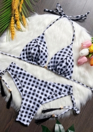 (Real Image)2024 Styles Women Sexy&Fashion Sprint/Summer TikTok&Instagram Plaid Bikini Set