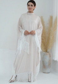 (Real Image)2024 Styles Women Sexy&Fashion Sprint/Summer TikTok&Instagram Muslim Tassel Long Sleeve Maxi Dress