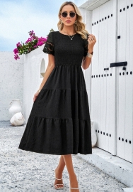 (Real Image)2024 Styles Women Spring/Summer Solid Color Elegant Gathered Openwork Dress