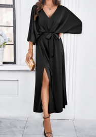 (Real Image)2024 Styles Women Spring/Summer Elegant V-Neck Loose Maxi Dress
