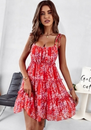 (Real Image)2024 Styles Women Summer Ruffle Strap Floral A-Line Dress