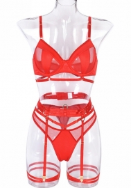 (Real Image)2024 Styles Women Lace Gathered Cut-Out Mesh Sexy Erotic Lingerie Four-Piece Set