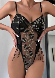(Real Image)2024 Styles Women Butterfly Embroidered Body-Hugging Sexy Versatile Erotic Bodysuit