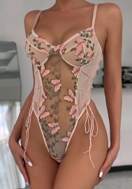 (Real Image)2024 Styles Women Butterfly Embroidered Body-Hugging Sexy Versatile Erotic Bodysuit