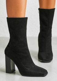 (Real Image)2024 Styles Women British Style Square-Toe Block Heel Ankle Boots