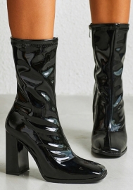 (Real Image)2024 Styles Women British Style Square-Toe Block Heel Ankle Boots