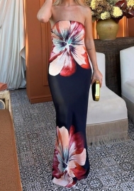 (Real Image)2024 Styles Women Fashion-Printed Sexy Halter Maxi Dress