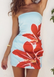 (Real Image)2024 Styles Women Floral Print Halter Bodycon Mini Dress