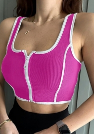 (Rose)2024 Styles Women Color-Blocking Large Bust Slimming Vest Crop Top
