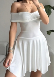 (Real Image)2024 Styles Women Sexy Off-Shoulder Belly-Covering Exposed-Back Slimming Casual Dress