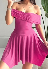 (Rose)2024 Styles Women Sexy Off-Shoulder Belly-Covering Exposed-Back Slimming Casual Dress