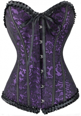 Purple Print Satin OverBust CORSET