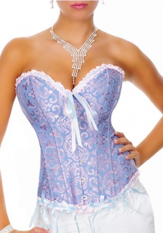 Purple Print Front Satin OverBust CORSET