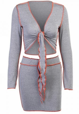 2021 Styles Women Fashion INS Styles Fashion Long Sleeve Two Piece Suit Dress