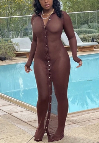 2021 Styles Women Fashion INS Styles Fashion Mesh Long Sleeve Maxi Dress