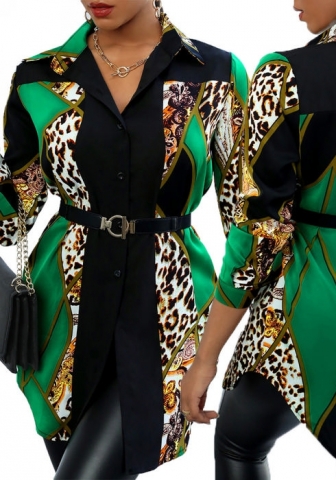 2021 Styles Women Fashion INS Styles Fashion Print Shirt Dress