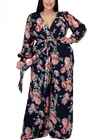 2021 Styles Women Fashion INS Styles Fashion Print Plus Size Jumpsuit