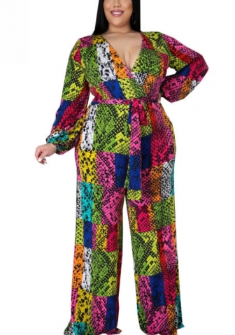 2021 Styles Women Fashion INS Styles Fashion Print Plus Size Jumpsuit