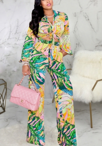 2021 Styles Women Fashion INS Styles Fashion Print Two Piece Suit