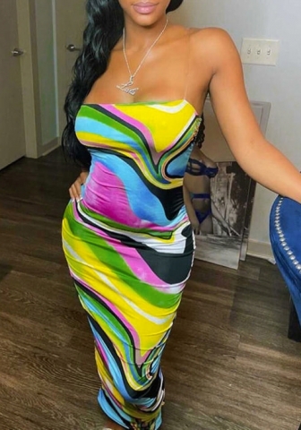 2021 Styles Women Fashion INS Styles Fashion Print Maxi Dress