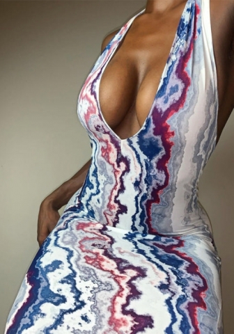 2021 Styles Women Fashion INS Styles Fashion Print Maxi Dress