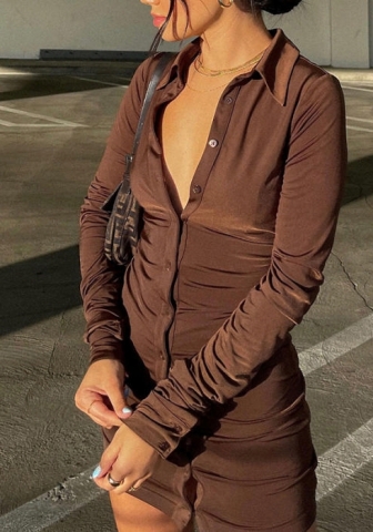 2021 Styles Women Fashion INS Styles Fashion Ruffle Long Sleeve Mini Dress