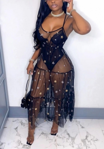 2021 Styles Women Fashion INS Styles Sexy Mesh Maxi Dress