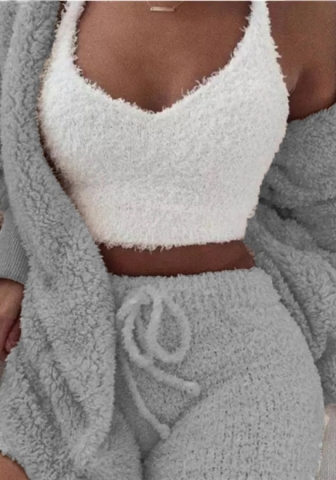 Women Fashion Solid Color Casual Tracksuit Suit 3 Piece Suit