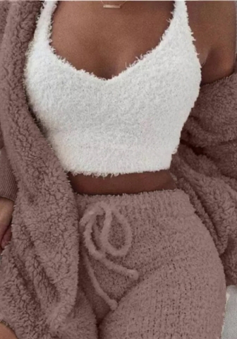 Women Fashion Solid Color Casual Tracksuit Suit 3 Piece Suit